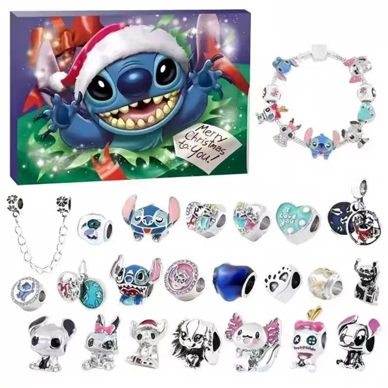 New Stitch Mickey Christmas Advent Calendar Bracelets 24 Days Xmas