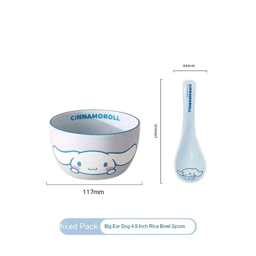 Sanrio Tableware Cinnamoroll Bowl Spoon Plate Cartoon Kawaii Ceramic