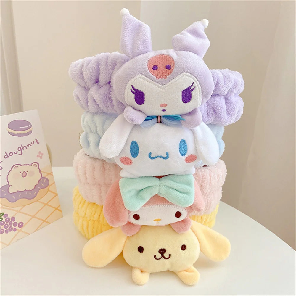 Sanrio Headband Kawaii Cinnamoroll Kuromi Melody Kitty Plush Bow