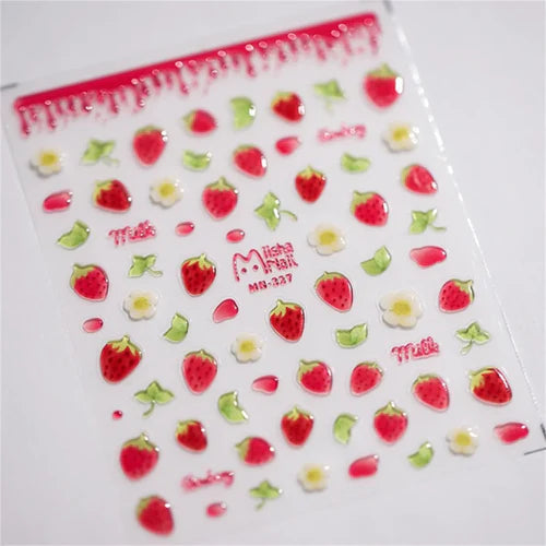 1pc 5D Jelly Strawberry Nail Art Stickers