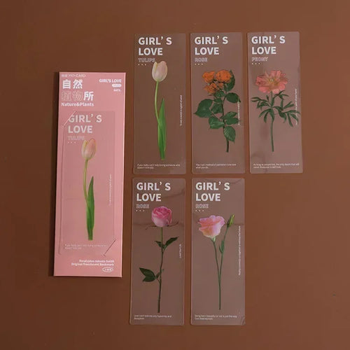 5 Pcs/set Natural Plant Flower Leaves Series Bookmark