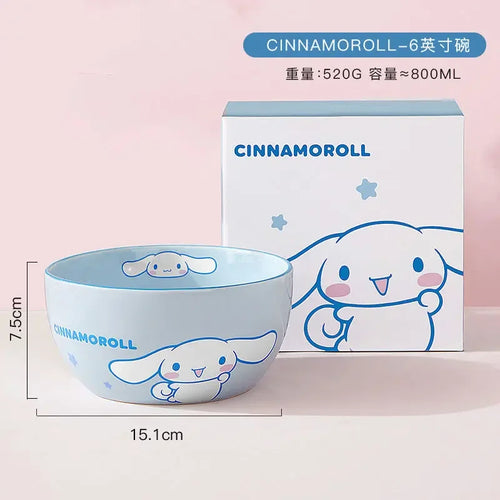 Sanrio Tableware Cinnamoroll Bowl Spoon Plate Cartoon Kawaii Ceramic