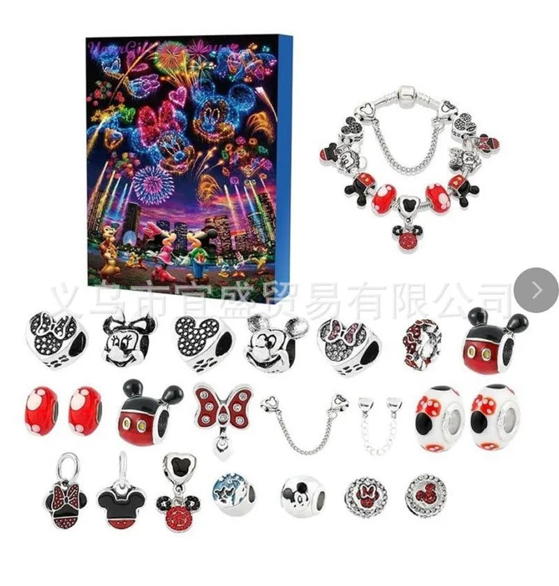 New Stitch Mickey Christmas Advent Calendar Bracelets 24 Days Xmas