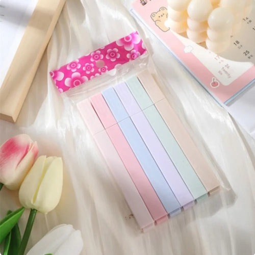 6pcs/set Pastel Color Highlighter Kawaii Stationery Color Marker