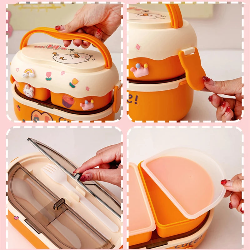 Portable Kawaii Lunch Box- School Kids Picnic Bento