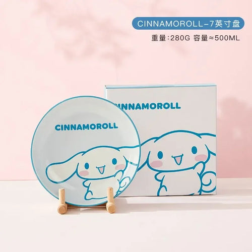 Sanrio Tableware Cinnamoroll Bowl Spoon Plate Cartoon Kawaii Ceramic