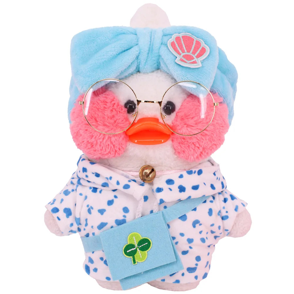 30Cm Lalafanfan Yellow Duck Plush Animal Clothes Blue