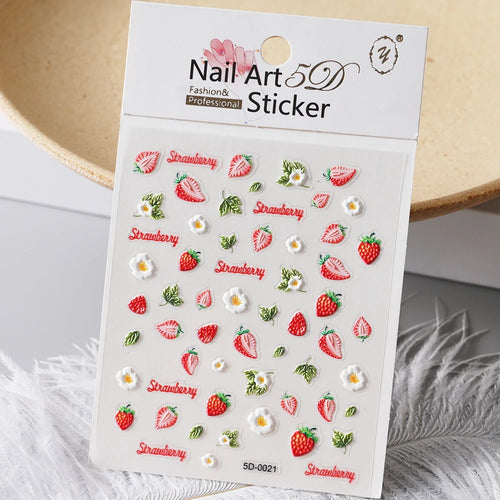 1pcs 5D Kawaii Nail Sticker Colourful Flower Letter Nail Art Slider