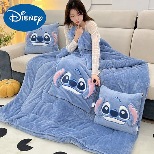 Disney Stitch Throw Pillow Blankets Two In One Flannel