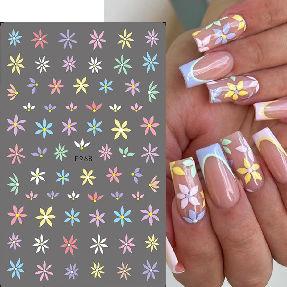 Spring Flowers 3D Nail Stickers Simple Summer Blossom Floral Tulip