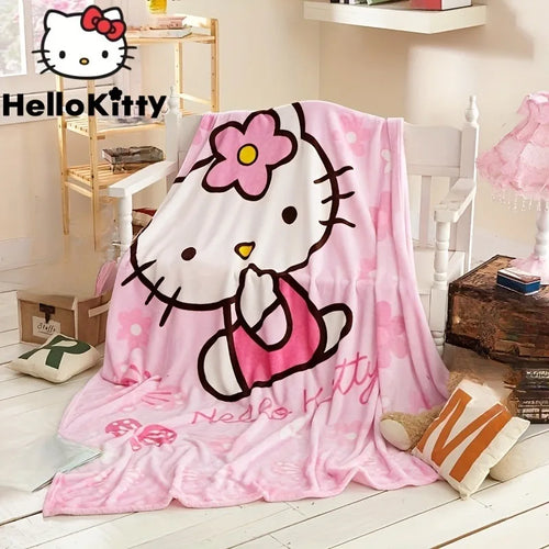 Hello Kitty Cartoon Blanket Kawaii Y2K Sanrio Kt Cat Home Textile