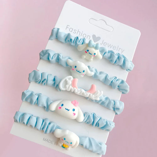 5Pcs Kawaii Sanrio Hair Ties Anime Hair Ring Ornaments Hello Kitty