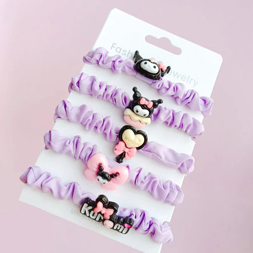 5Pcs Kawaii Sanrio Hair Ties Anime Hair Ring Ornaments Hello Kitty