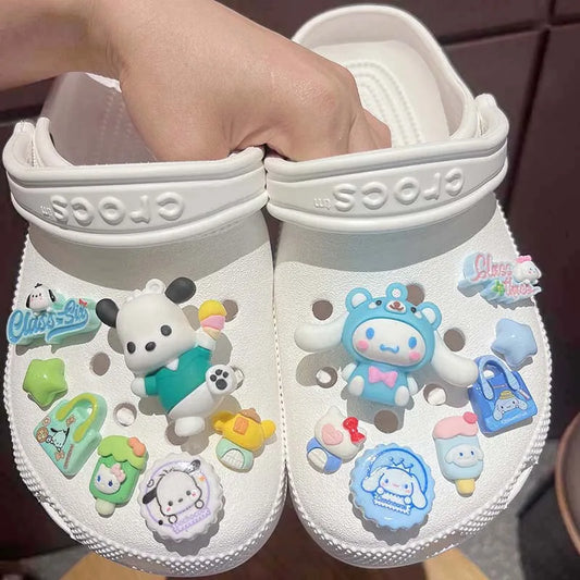 Latest 7-8pcs Sanrio Crocs Decoration Buckles Cartoon Cinnamoroll