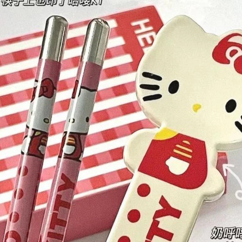 Sanrio Cute Hello Kittys Spoon Chopsticks Kawaii Cartoon Anime Two