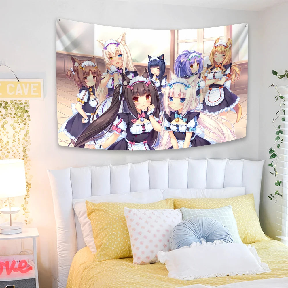 Anime Tapestry Nekopara Printed Cute Wall Hanging Decor