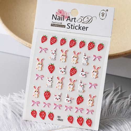 1pcs 5D Kawaii Nail Sticker Colourful Flower Letter Nail Art Slider