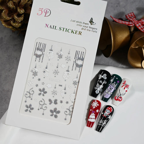 1pcs 5D Kawaii Nail Sticker Colourful Flower Letter Nail Art Slider