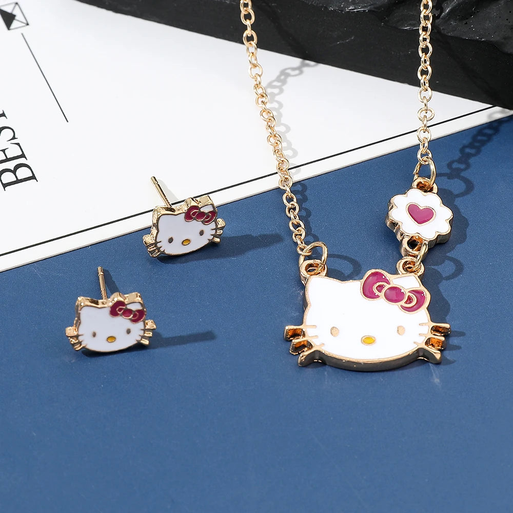 Sweet Sanrio Necklace Hello Kitty Kawaii Kitty Cat Small Earrings