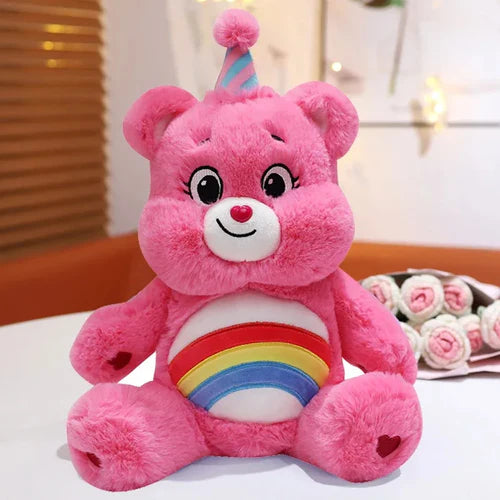 MINISO 40CM Care Bears Rainbow Plush Toy - Adorable Anime-Style Kawaii Bear