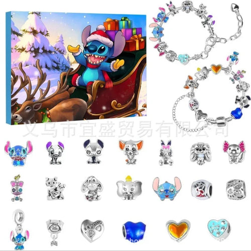 New Stitch Mickey Christmas Advent Calendar Bracelets 24 Days Xmas