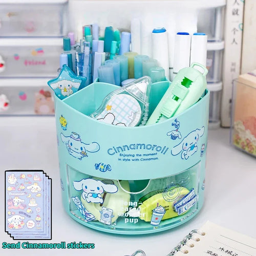 Cute Sanrio Rotating Pen Holder Storage Box Anime Kuromi Cinnamoroll