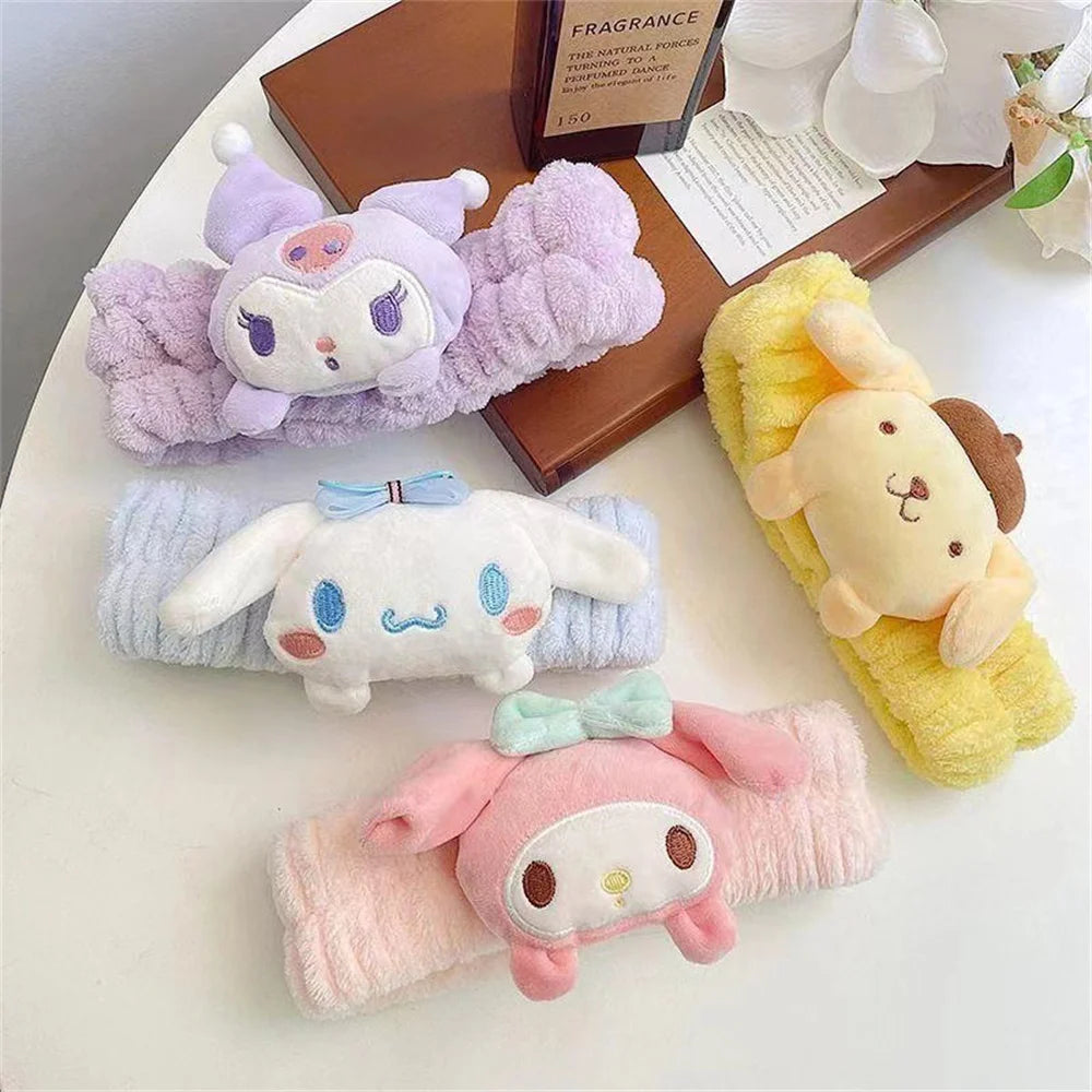 Sanrio Headband Kawaii Cinnamoroll Kuromi Melody Kitty Plush Bow