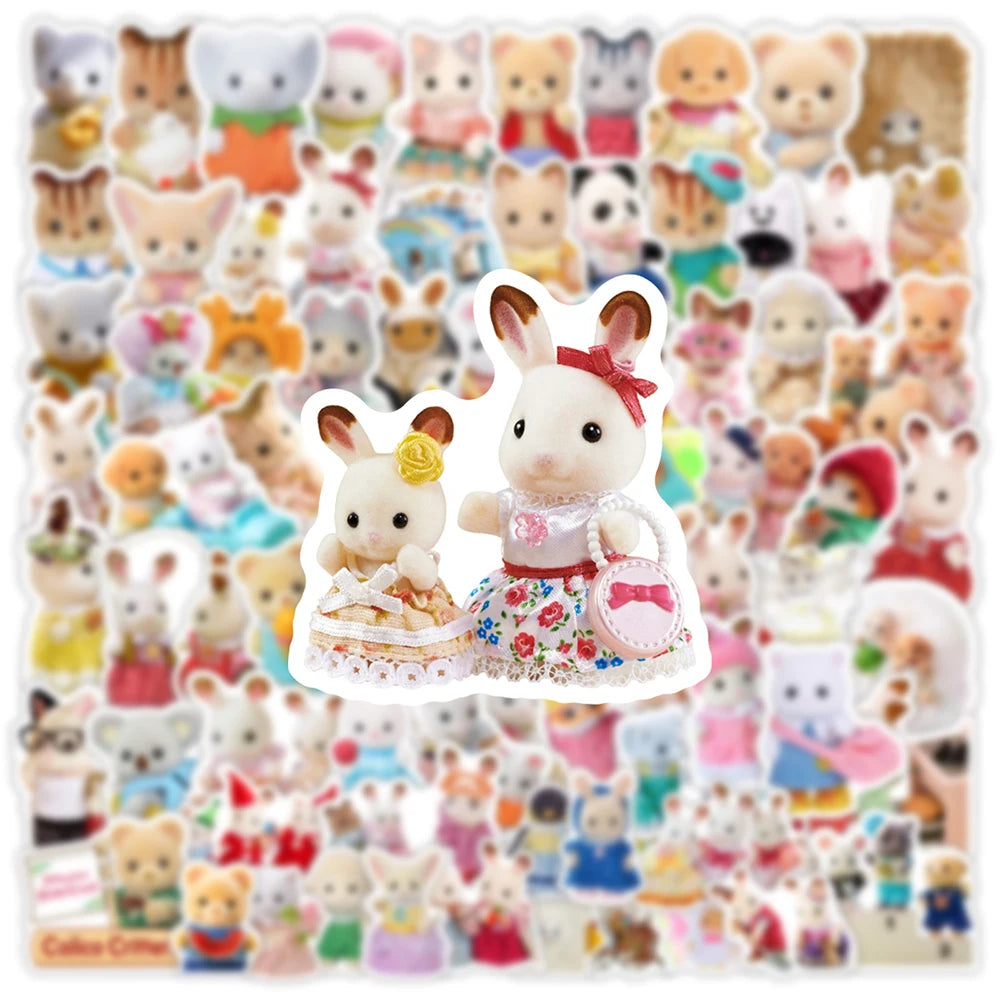 10/30/50/100pcs Cute Cartoon Sylvanian Families Stickers Kawaii Girls