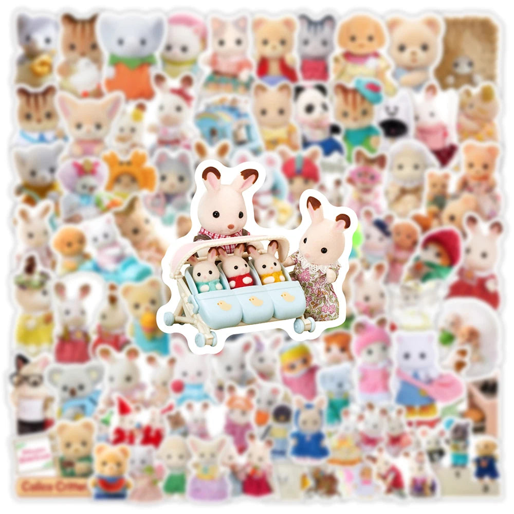 10/30/50/100pcs Cute Cartoon Sylvanian Families Stickers Kawaii Girls