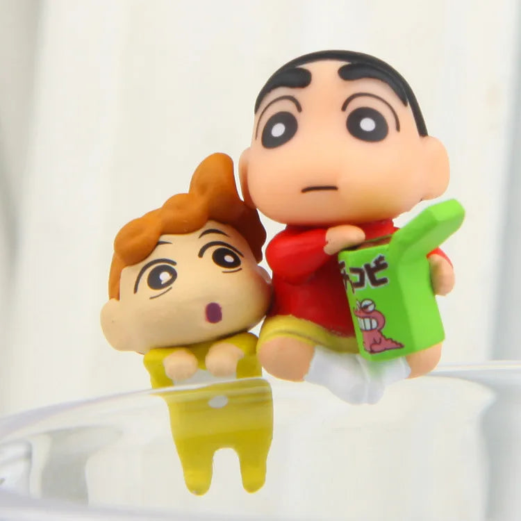 7pcs/set New Anime Crayon Shin-chan family Kawaii Q version Funny