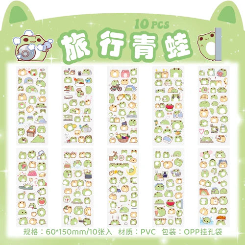 sticker features charming frog designs