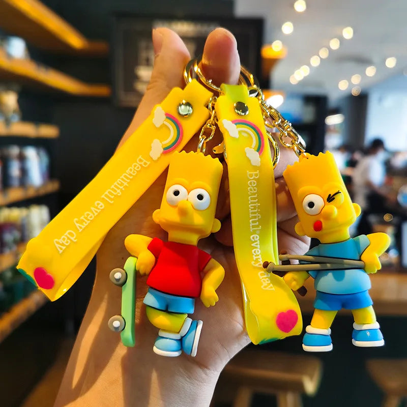 The Simpsons Keychain Cartoon Anime Figure Key Ring Phone Hanging