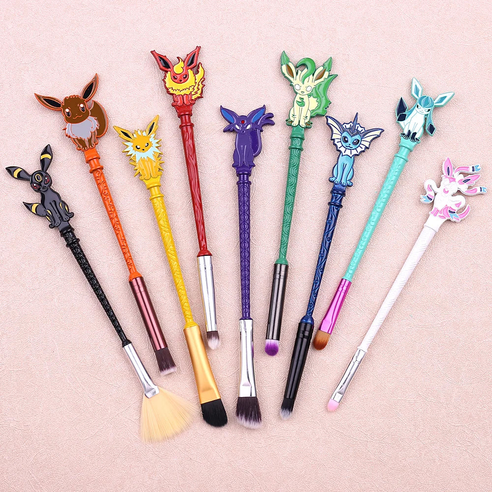 9pcs Pokemon Makeup Brushes Set Kawaii Anime Pokémon Periphery Metal