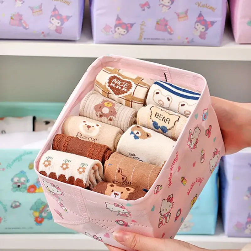 3Pcs Kawaii Sanrio Hello Kitty Cinnamon Roll Anime Underwear Storage Box