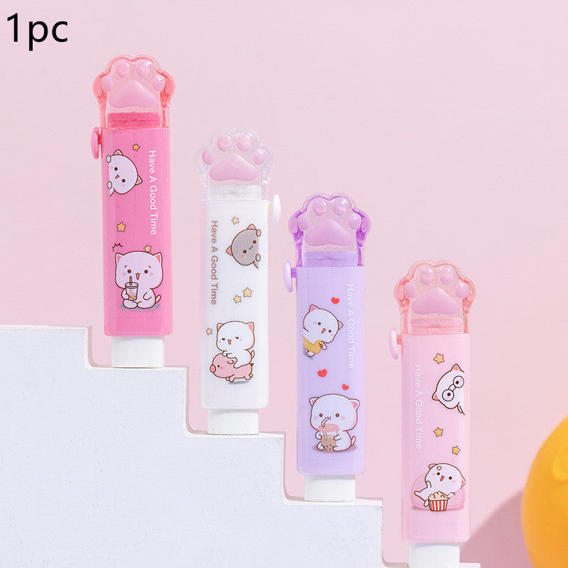 Cute Cat Claw Push-pull Eraser Pencil Eraser Designed for Easy Use,